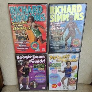 Richard Simmons Boogie Down Party Off Pounds Sweatin Oldies Lot of 4 DVDs NEW